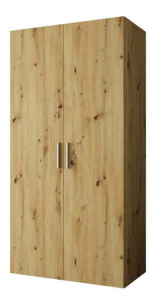 Šatní skříň 100 cm Borry 1 (dub artisan + stříbrná)