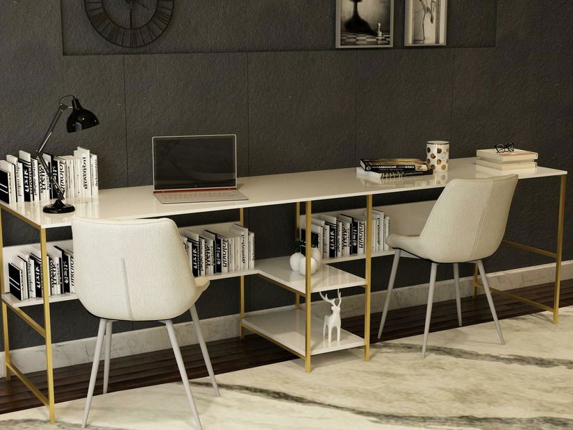 PC stolek Leviathan 400 (bílá + zlatá)