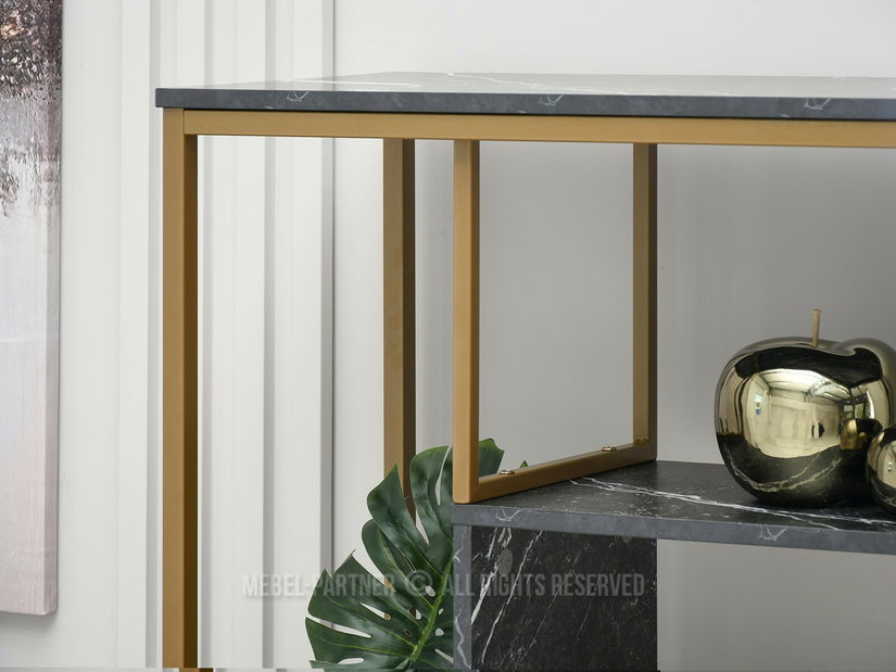 Regál Harp B (černý mramor + zlatá)