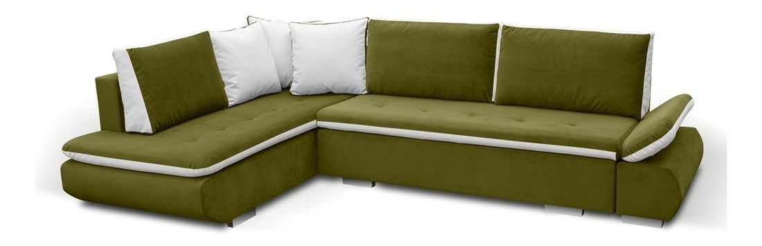 Rohová sedací souprava Arleen (tmavě olivová + bílá) (L)