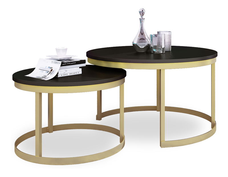Set 2 ks. konferenčních stolků Otir (zlatá + černá)