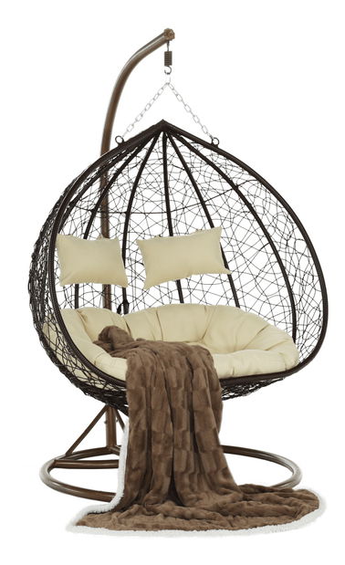 Závěsné 2-křeslo Dali (hnědá + krémová) *výprodej