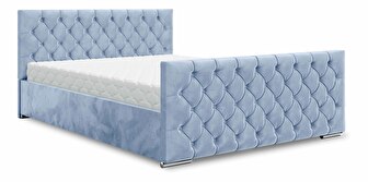 Manželská postel 140 cm Velva (světle modrá) (s roštem a úložným prostorem)