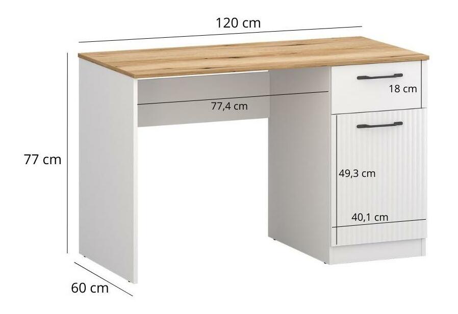 PC stolek Vejares (bílá + dub evoke)