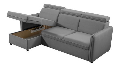 Rohová sedačka Nevoros Mini (šedá) (s úl. prostorem)