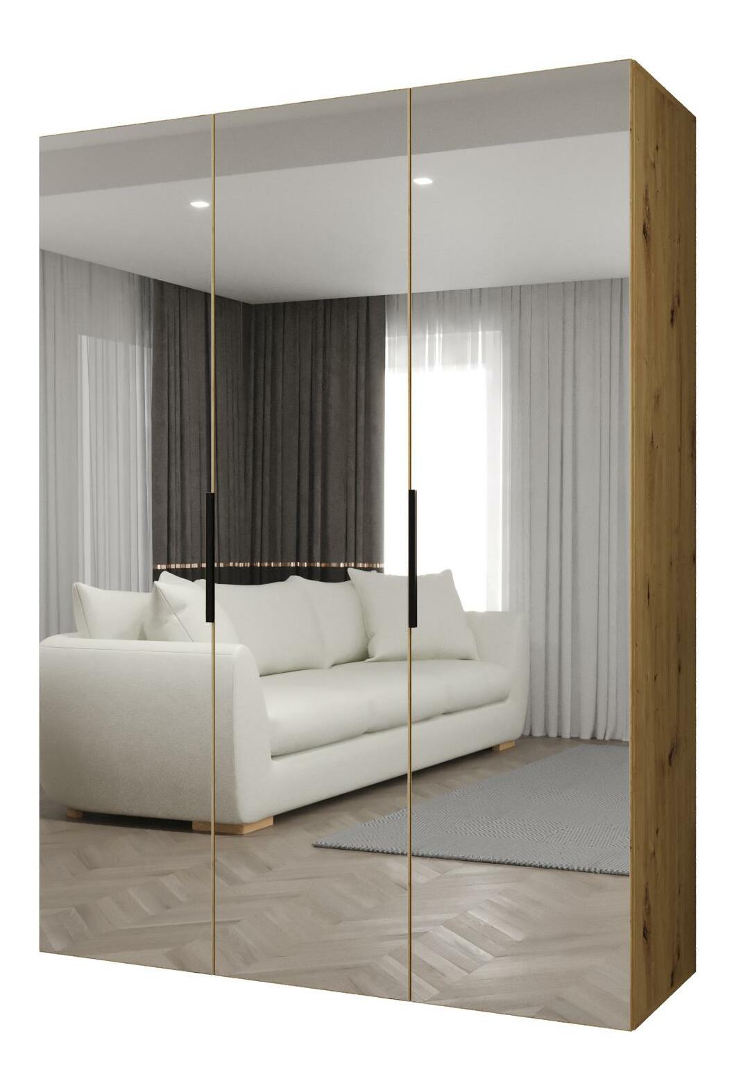 Šatní skříň 150 cm Mirabella 3 (dub artisan + černá)