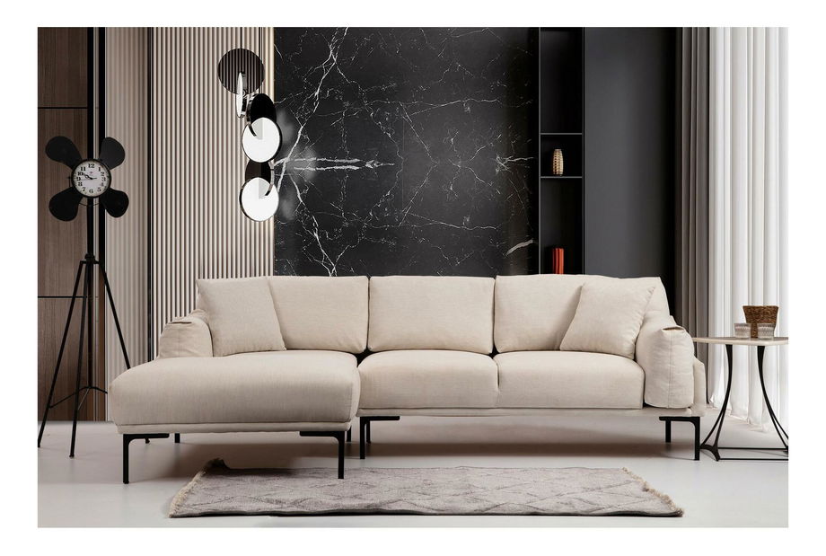 Rohová sedačka Leonero (L) (krémová + černá)