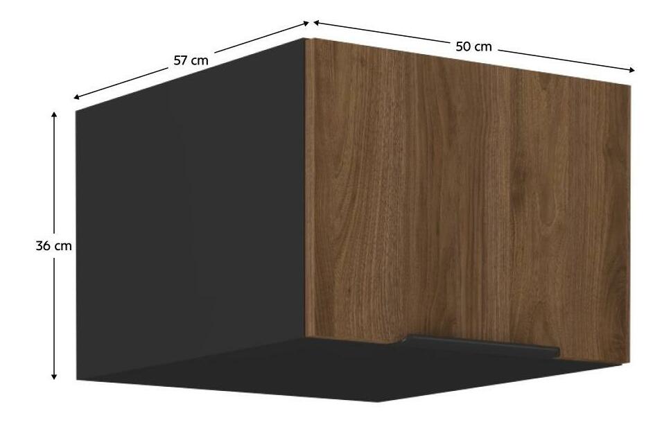 Horní kuchyňská skříňka Monzesa 50 NAGU 36 1F (ořech okapi + černá)