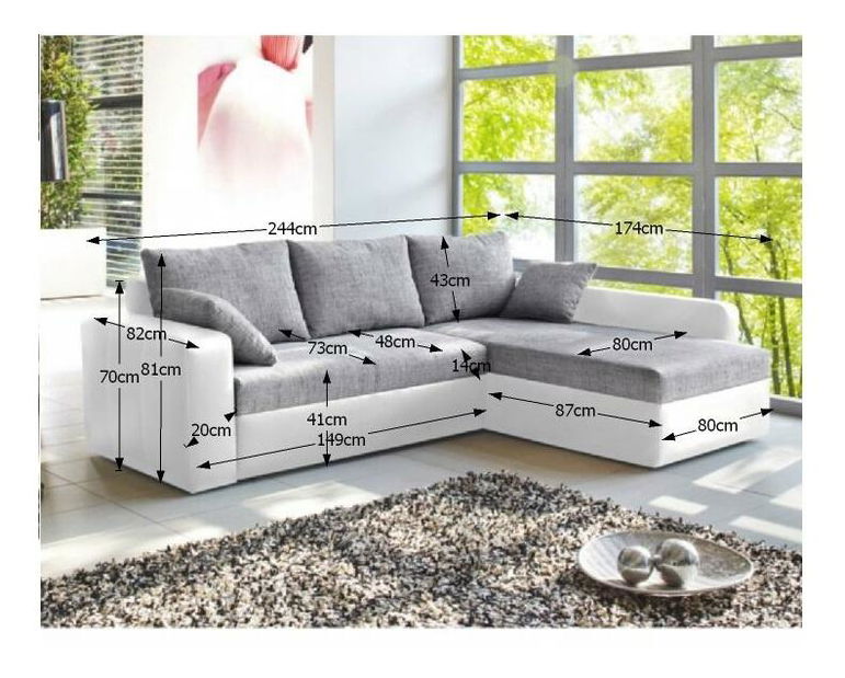 Rohová sedací souprava Manter bílá + šedá (P)