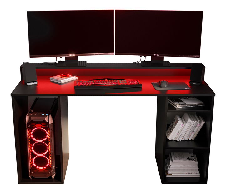 Herní PC stolek Garrick 1 (černý) (s LED RGB osvětlením)