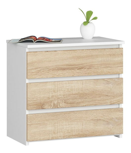 Noční stolek Caelum (bílá + dub sonoma)