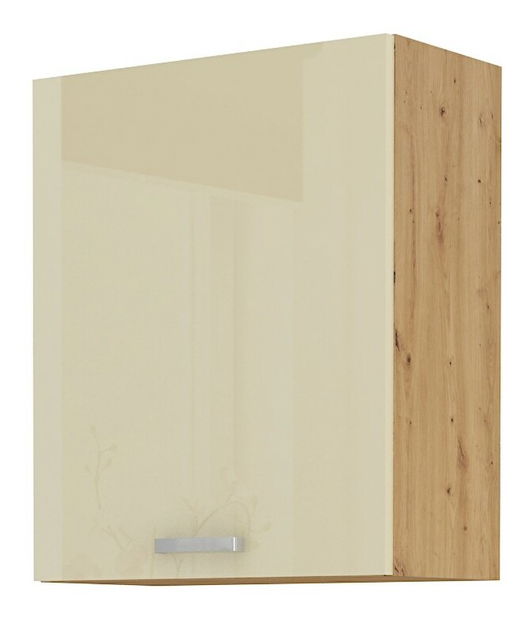 Potravinová kuchyňská skříňka Arryn 60 LO-210 2F (dub artisan + lesk krémový)