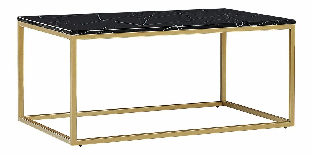 Konferenční stolek DELAND (MDF) (černá + zlatá s mramorovým efektem)