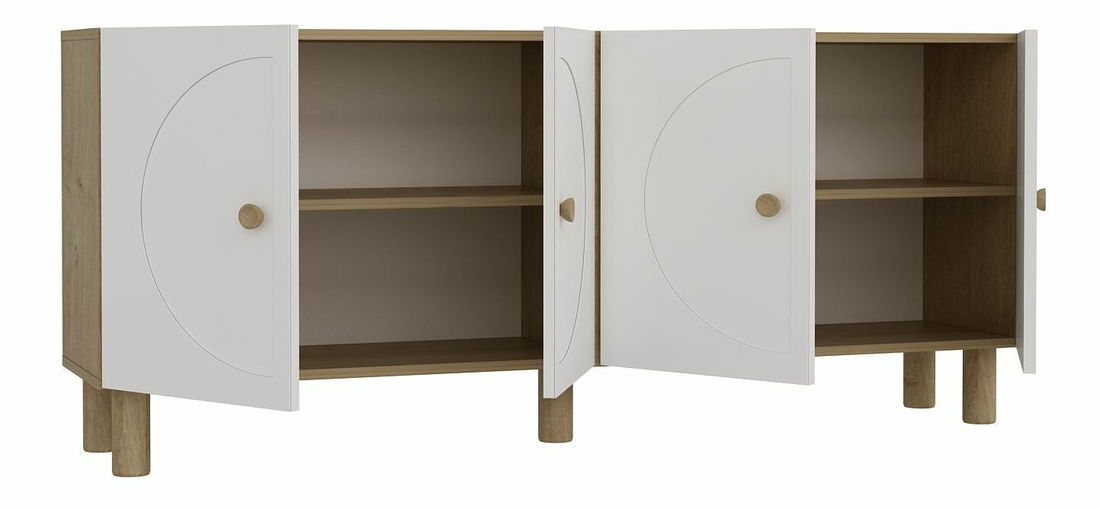 Komoda Incini (dub safírový + bílá)