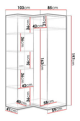 Rohová šatní skříň Sergeda SR14 (hikora přírodní + černá)