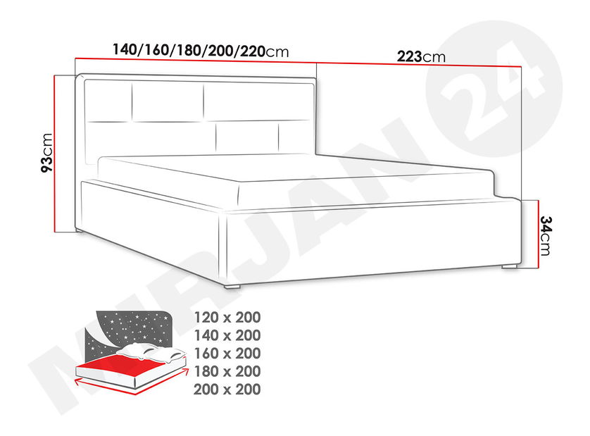 Manželská postel 180 cm Nino (šedá)