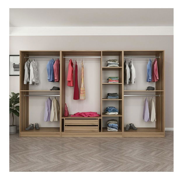 Šatní skříň Kalia 7822 (šedá + dub)