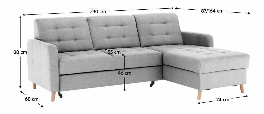 Rohová sedačka VISBY (světle šedá)