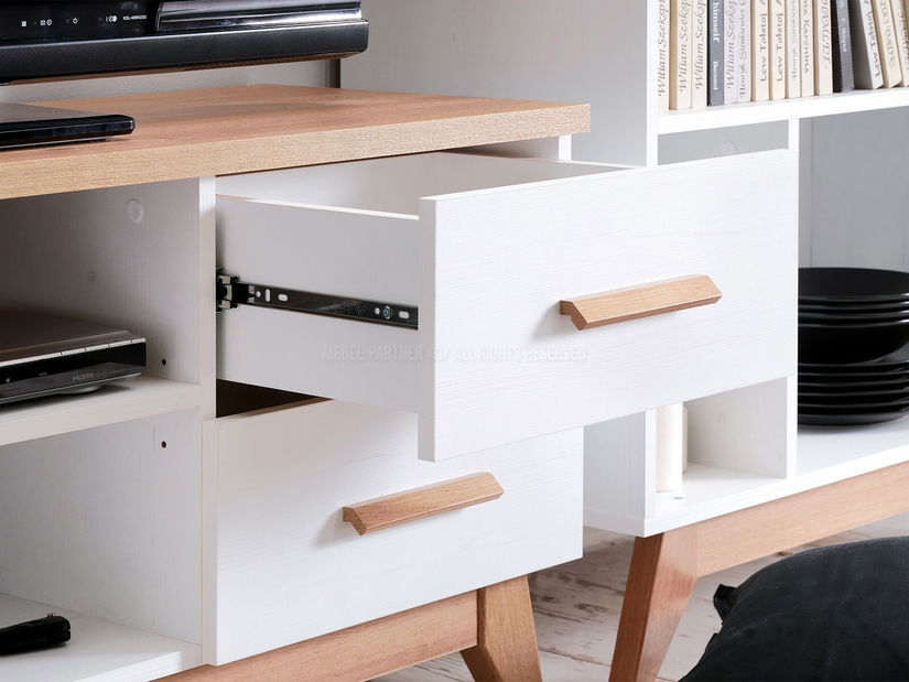 Obývací stěna Bajas 04 (bílá + dub)