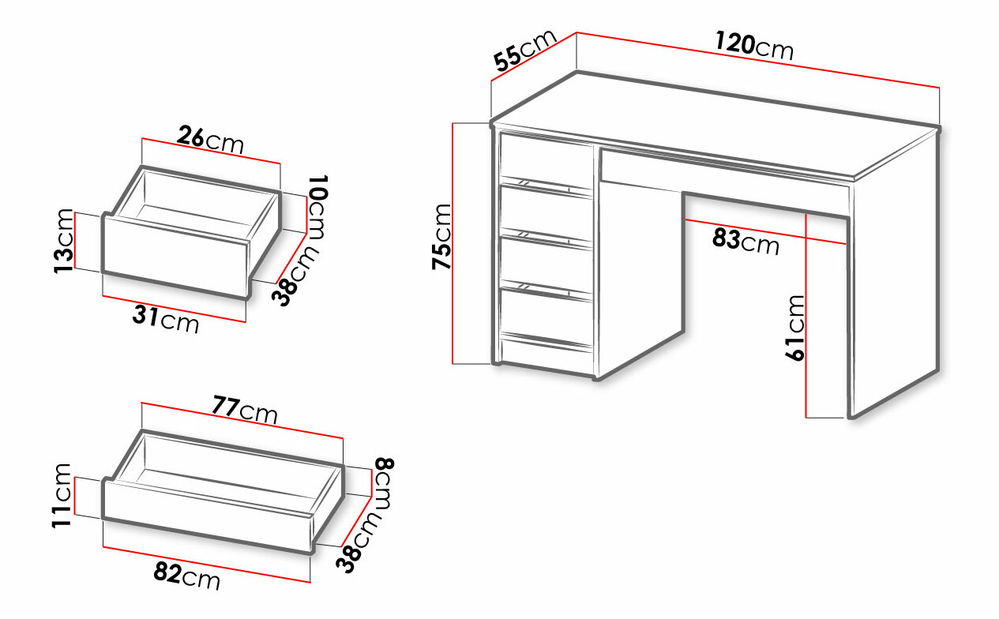 PC stolek Heranor (bílá) *bazar