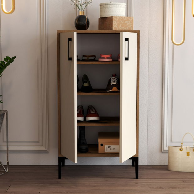 Skříňka na boty Praga 1 (Ořech + Krémová)