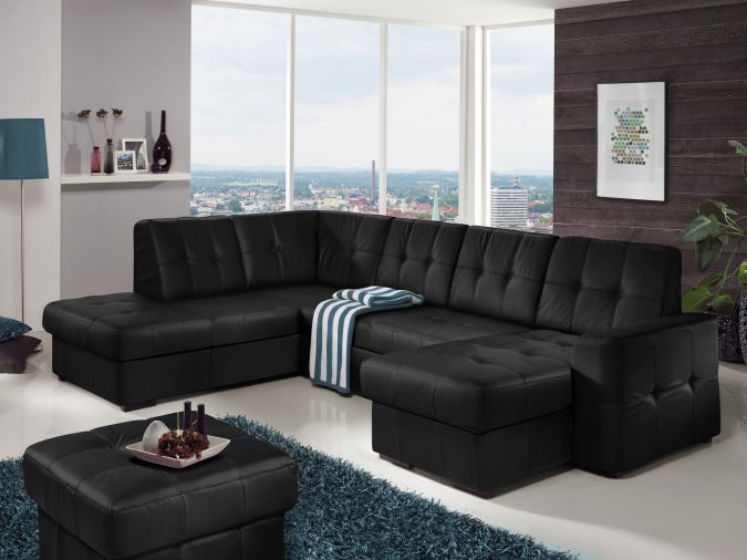 Rohová sedací souprava U Trek OTM/BK-2F-REC černá (L)