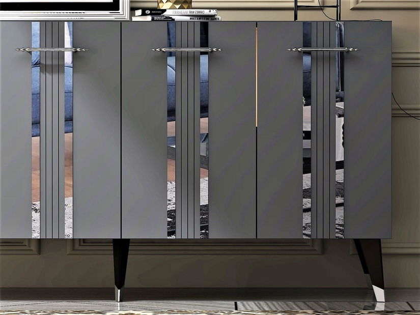 Skříňka Pebine 1 (antracit + stříbrná)