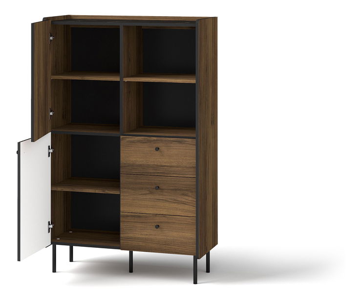 Komoda Phelan P4 (ořech warmia + černá)