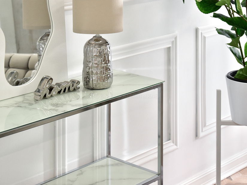 Konzolový stolek Bella Kons Bis (bílý mramor + chromová)