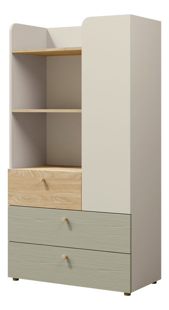 Regál Yoda 6 (světlobéžová + dub olejovaný + eukalyptus)