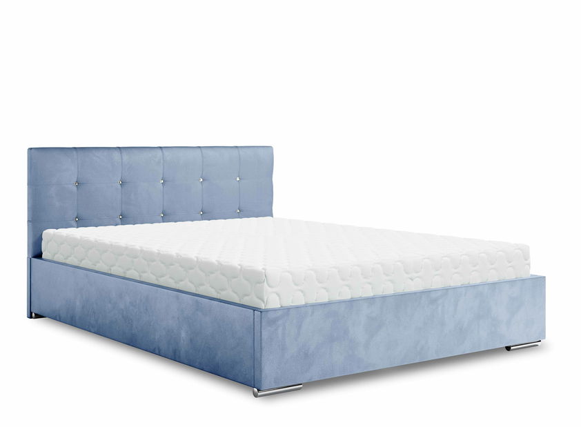 Manželská postel 160 cm Lonnie (světle modrá) (s roštem a úložným prostorem)