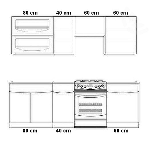 Kuchyně Smile 240 cm (zlatá + černá)