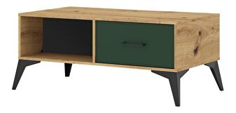 Konferenční stolek Luvonut LU8 (dub artisan + tmavě zelená + černá)