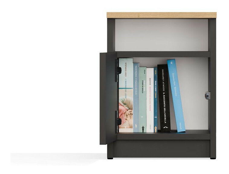 Noční stolek Gustaban 2 (antracit + dub artisan)