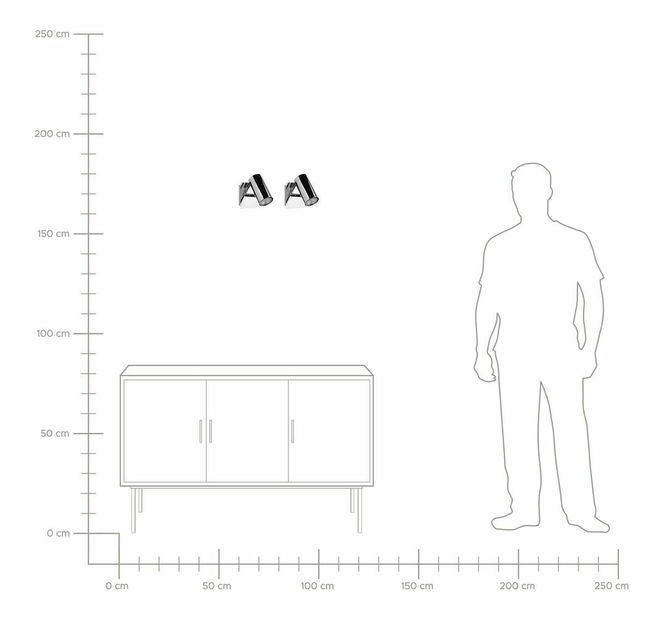 Set 2 ks nástěnného osvětlení Rue (stříbrná)