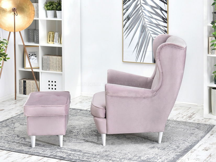 Křeslo ušák Margis (světlofialová + ořech)