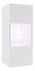 Závěsná vitrína Brolani BR11 (bílá + lesk bílý) (s bílým LED osvětlením)