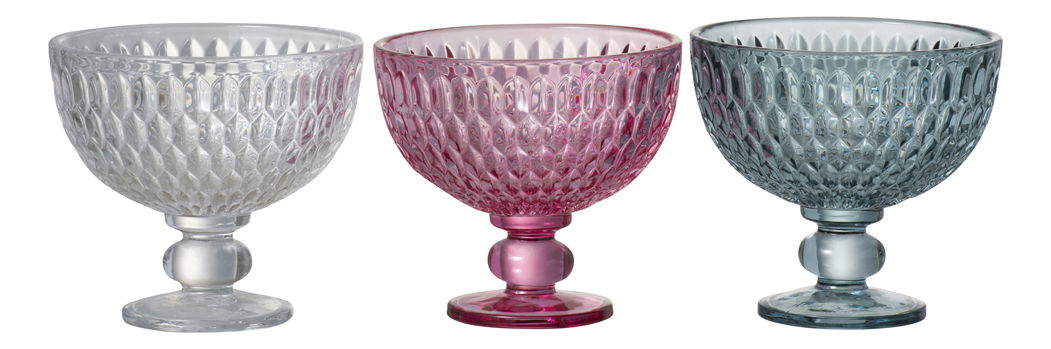 Váza (průhledná + růžová + modrá) 11x12x12cm