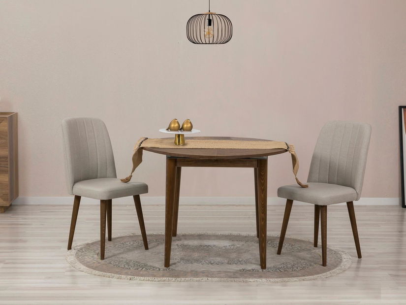 Jídelní set Vlasta 3 (ořech + krémová) (pro 2 osoby)