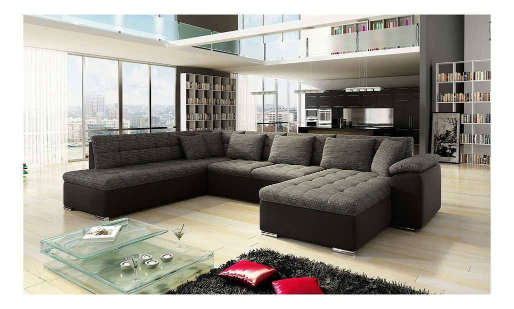 Rohová sedačka U Talina s funkcí spaní (L) (ekokůže Soft 011 + Majorka 03)