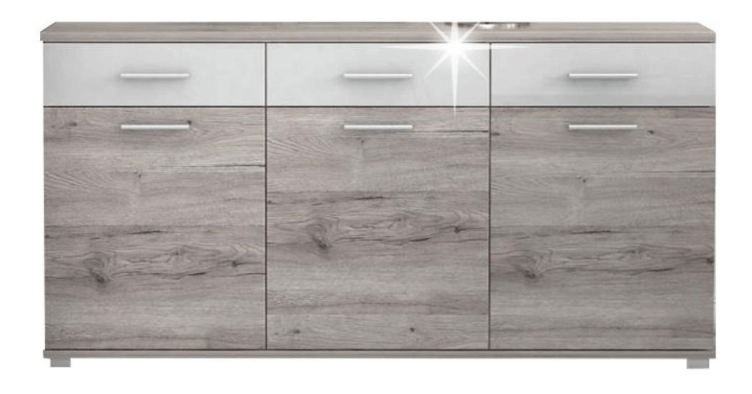 Komoda Rosenea Typ 2 dub canyon + lesk vysoký bílý