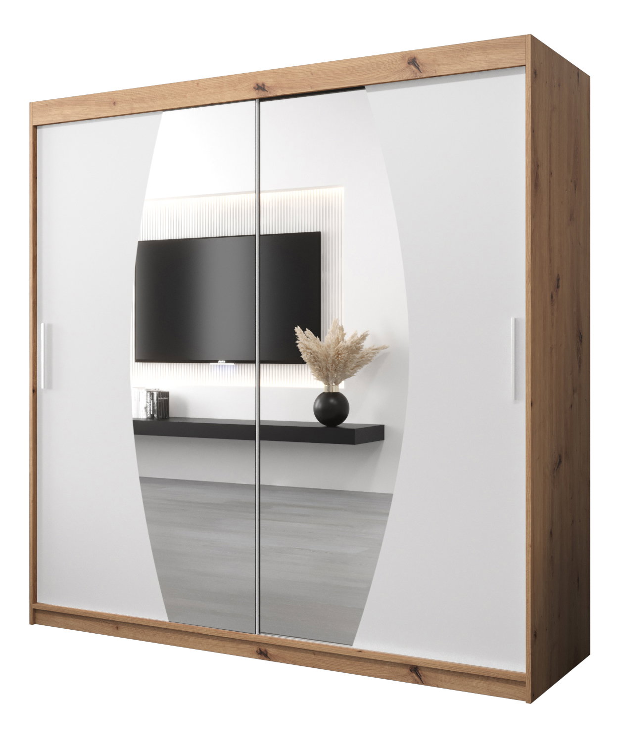 Šatní skříň 200 cm Eclipse (dub artisan + bílá matná)