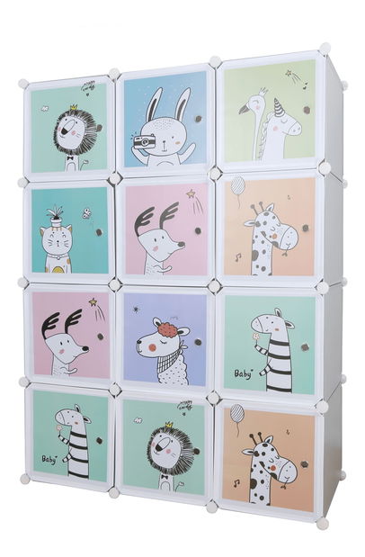 Dětská modulární skříň Eleanor (šedá + dětský vzor)