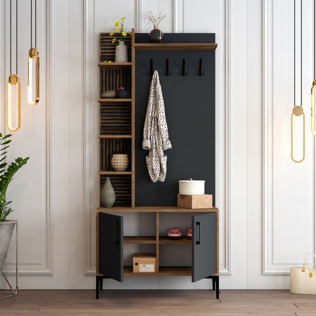 Předsíňová stěna Valery 4 (Ořech + Antracit)