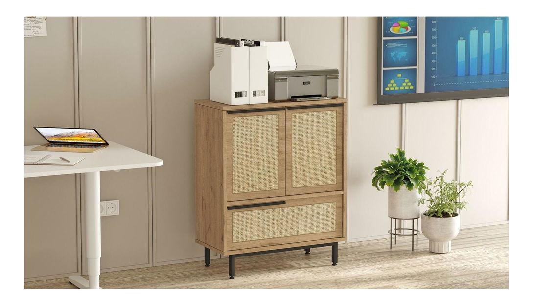 Kuchyňská skříňka Otto 8 B (ořech + dub + černá)