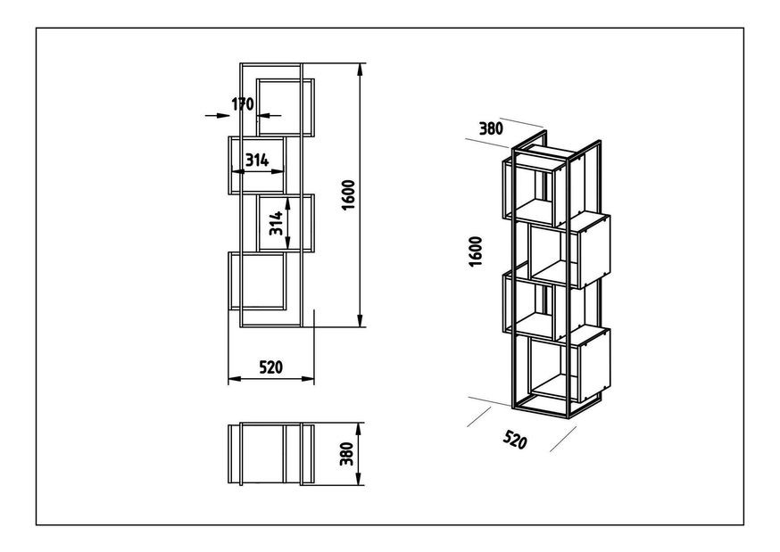 Regál Prakta (ořech + černá)