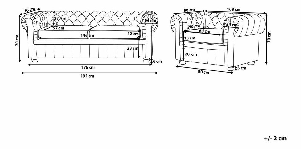 Sedací souprava CHICHESTER (kůže) (béžová) (pro 4 osoby)