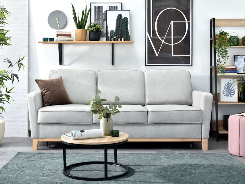 Pohovka dvousedačka Biblioteca (šedá + dub)