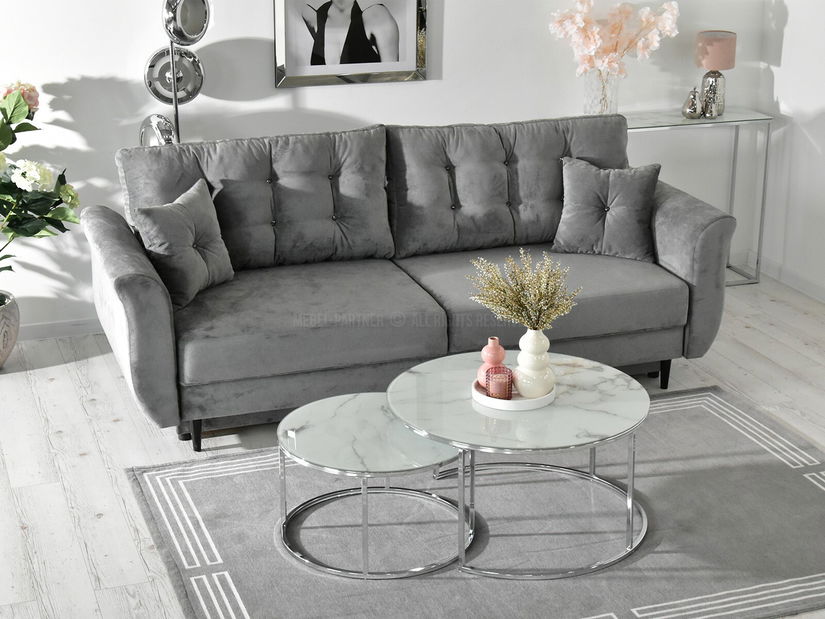 Konferenční stolek Grande (bílý mramor + chromová)