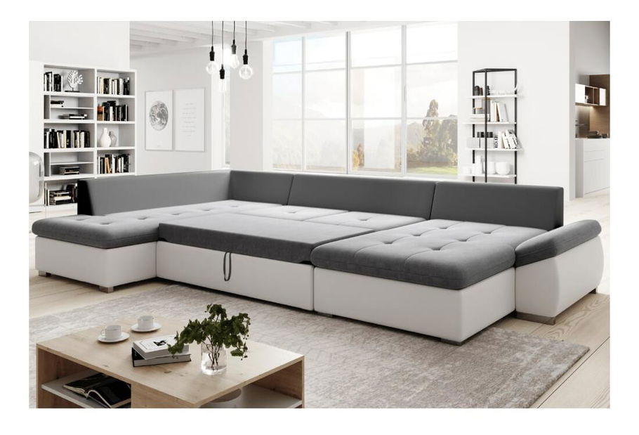 Rozkládací sedací souprava Matras (soro 93 + bílá ekokůže) (L) 